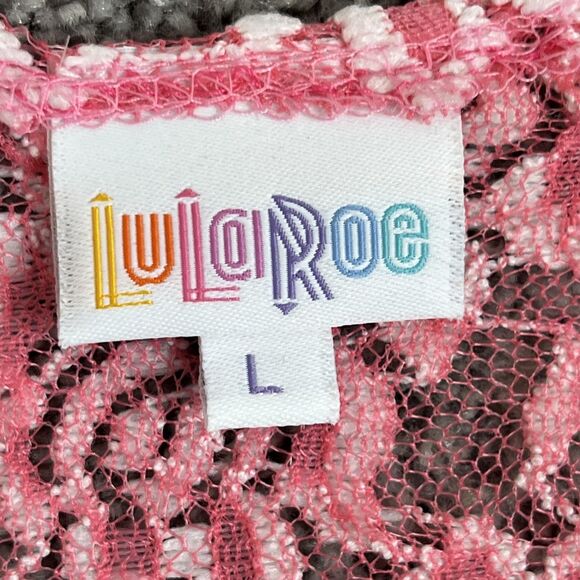 LuLaRoe Joy Duster Vest Womens Large Pink Lace Sheer Kimono Romantic Boho - Picture 4 of 8